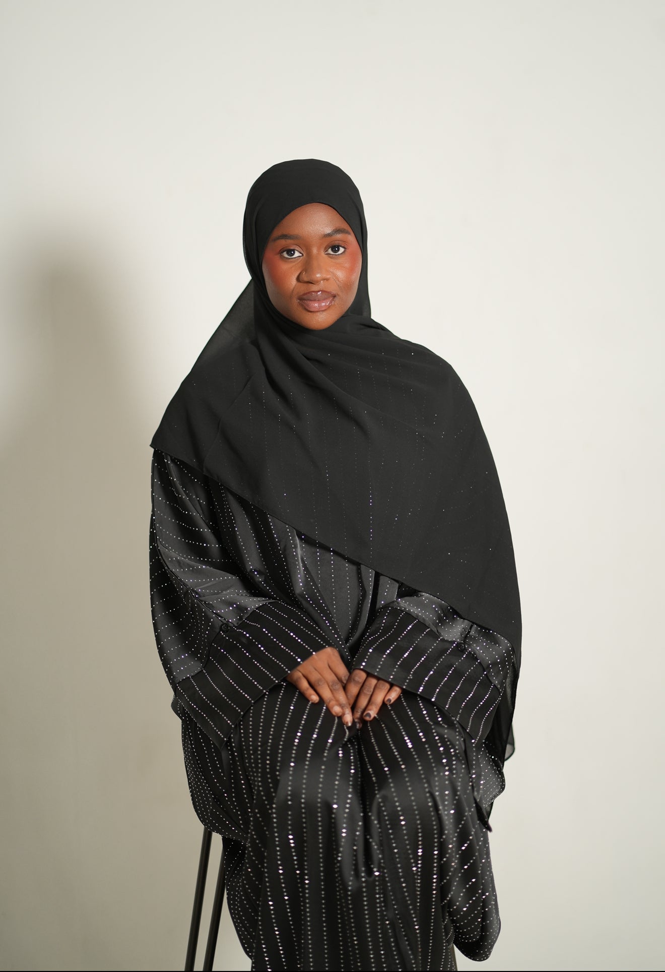 The Sparkle Stripe Abaya Set