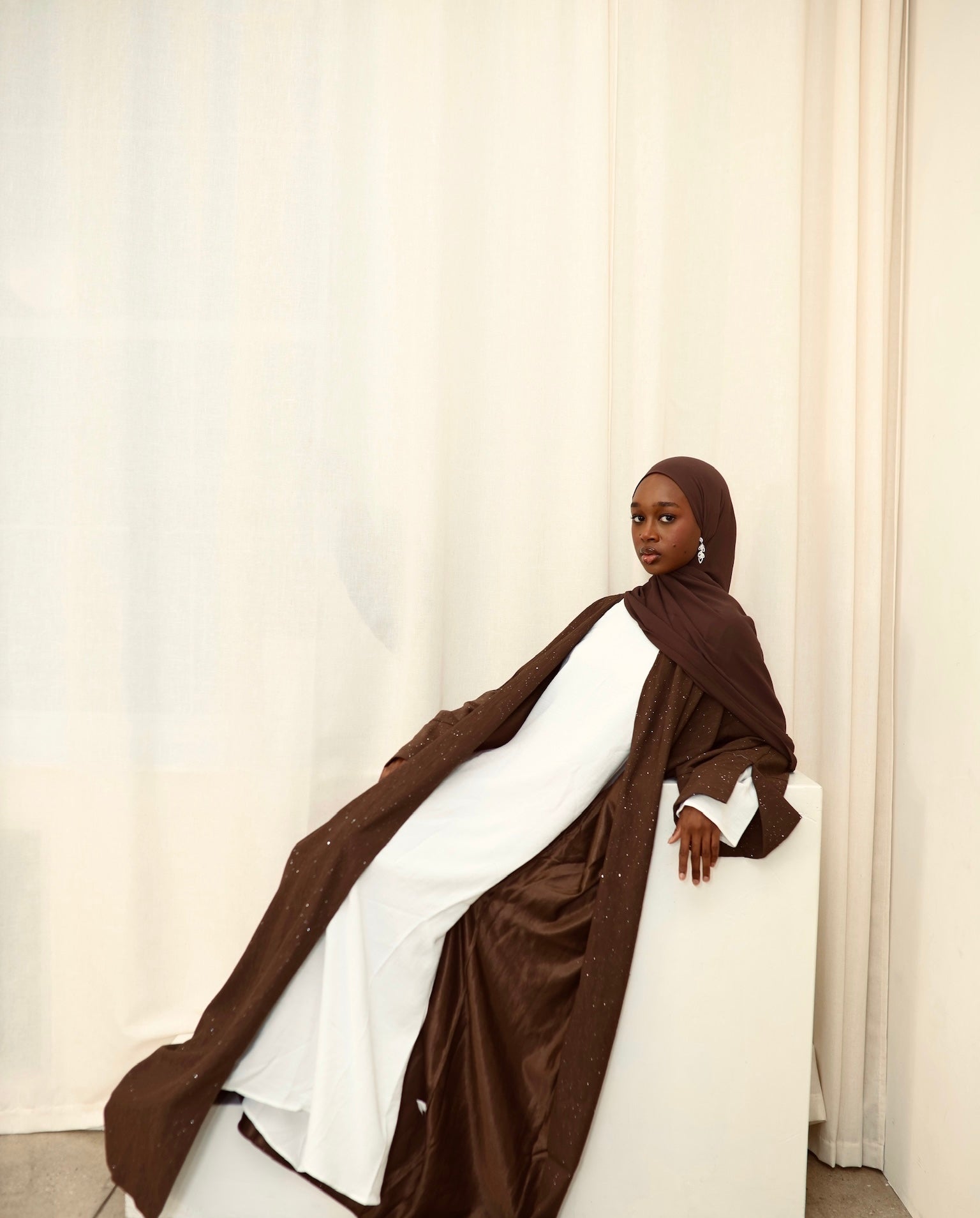 Glittered Crinkle Abaya (with matching hijab)