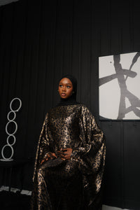 Cheetah print butterfly abaya