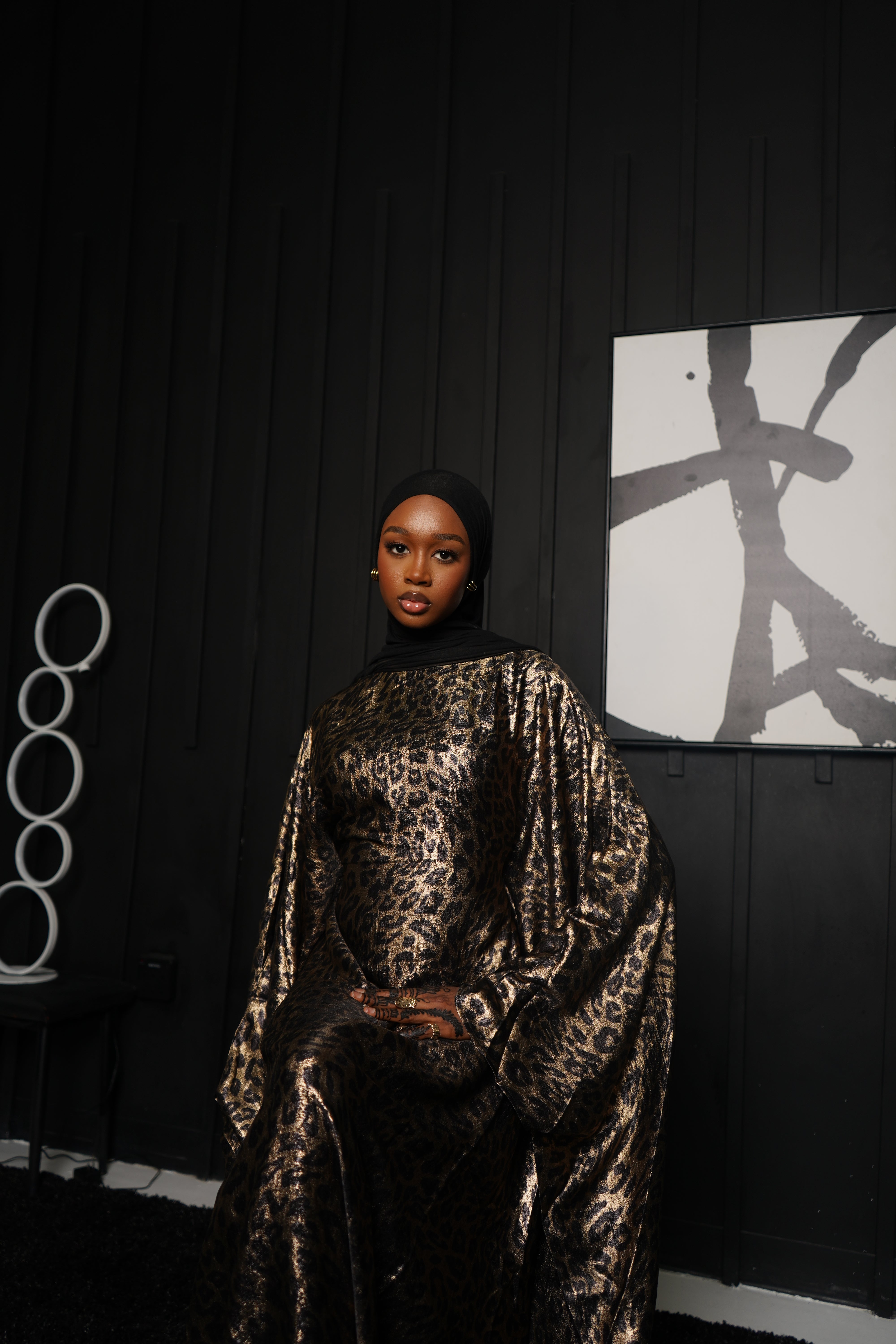Cheetah print butterfly abaya