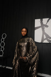 Cheetah print butterfly abaya