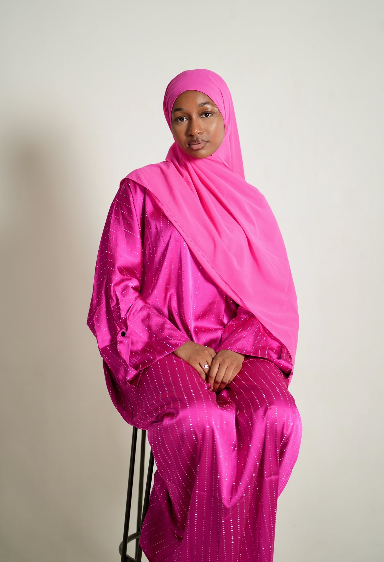 The Sparkle Stripe Abaya Set