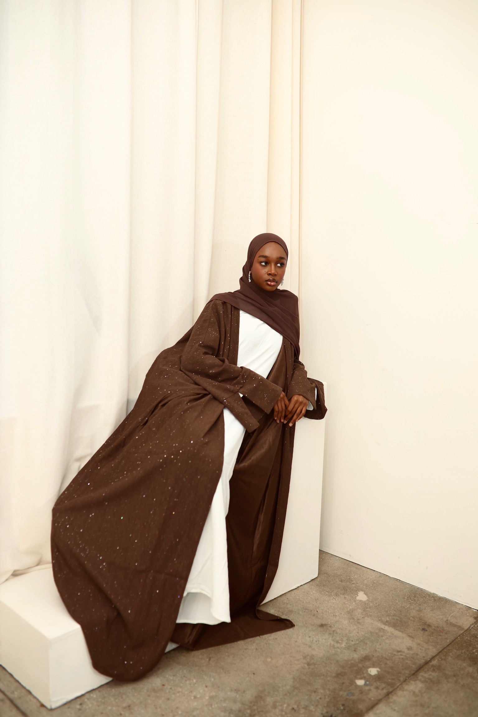 Glittered Crinkle Abaya (with matching hijab)