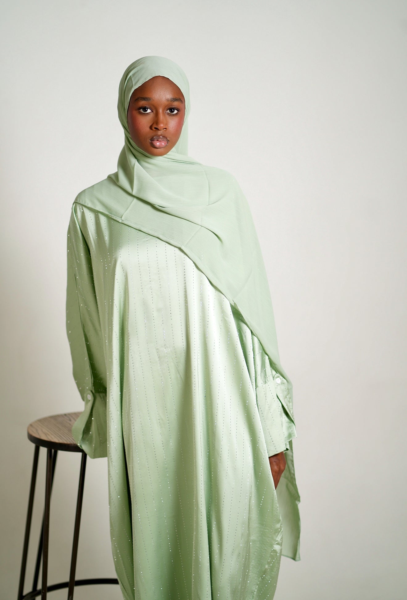 The Sparkle Stripe Abaya Set