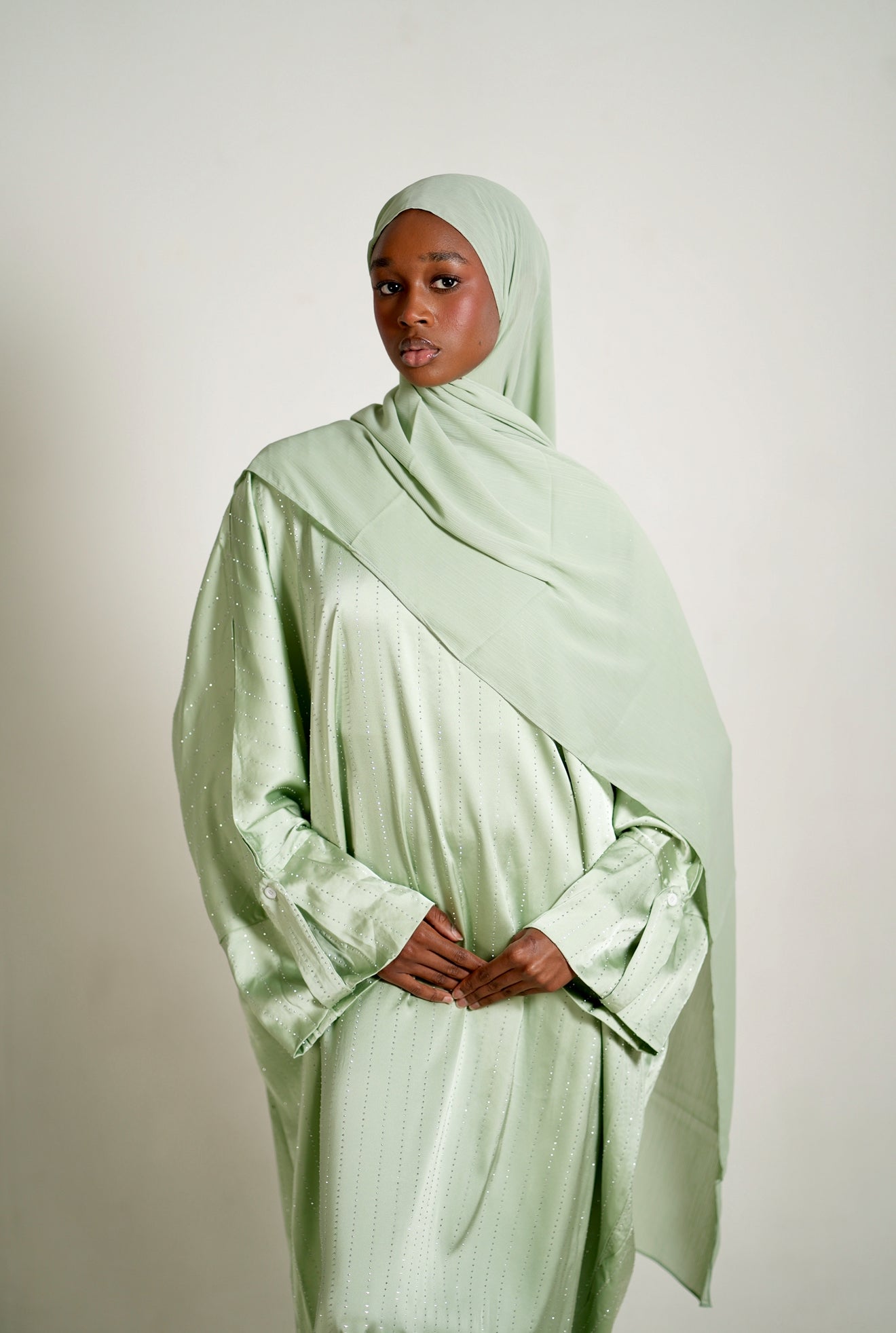 The Sparkle Stripe Abaya Set