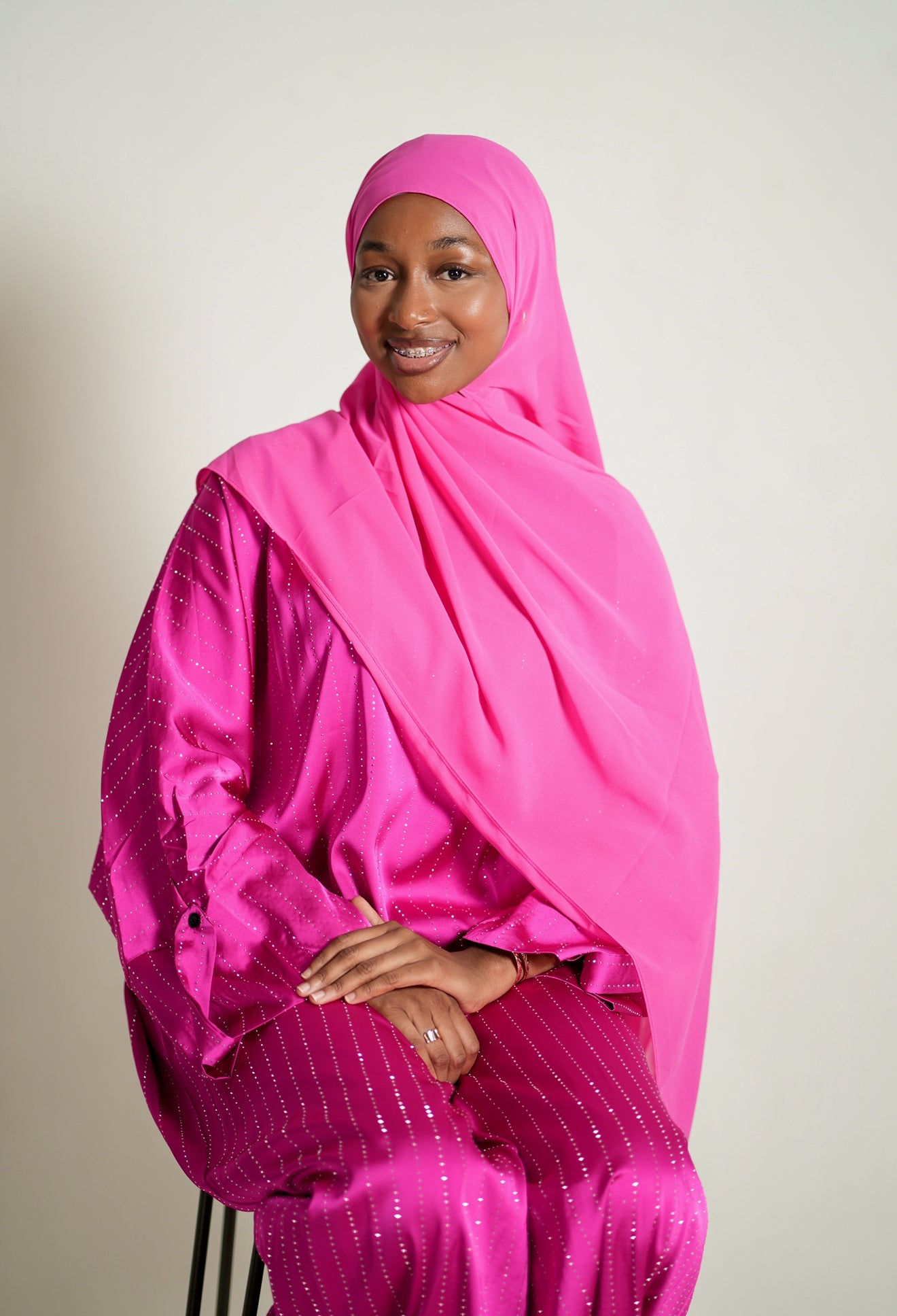 The Sparkle Stripe Abaya Set