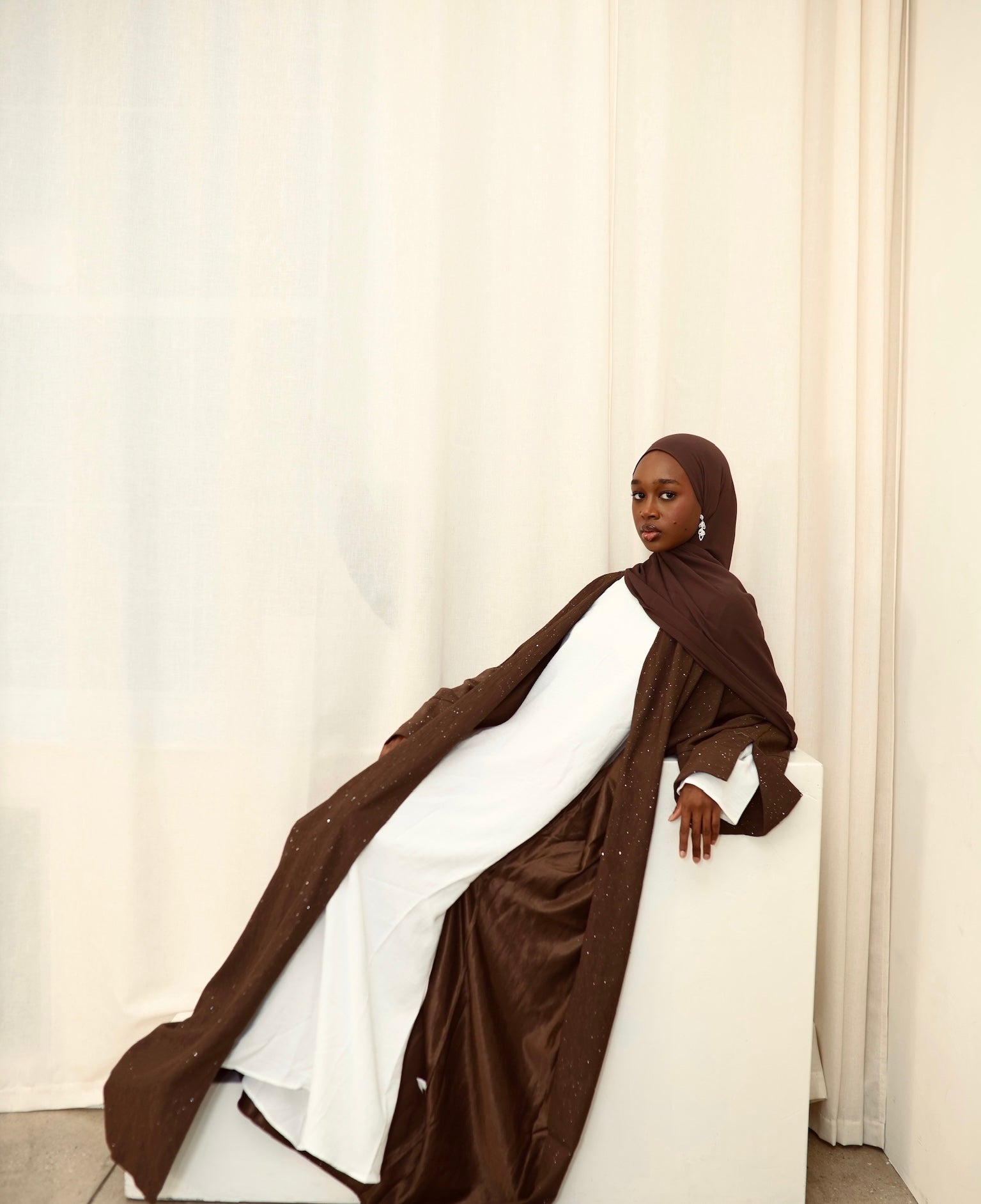 Glittered Crinkle Abaya (with matching hijab)