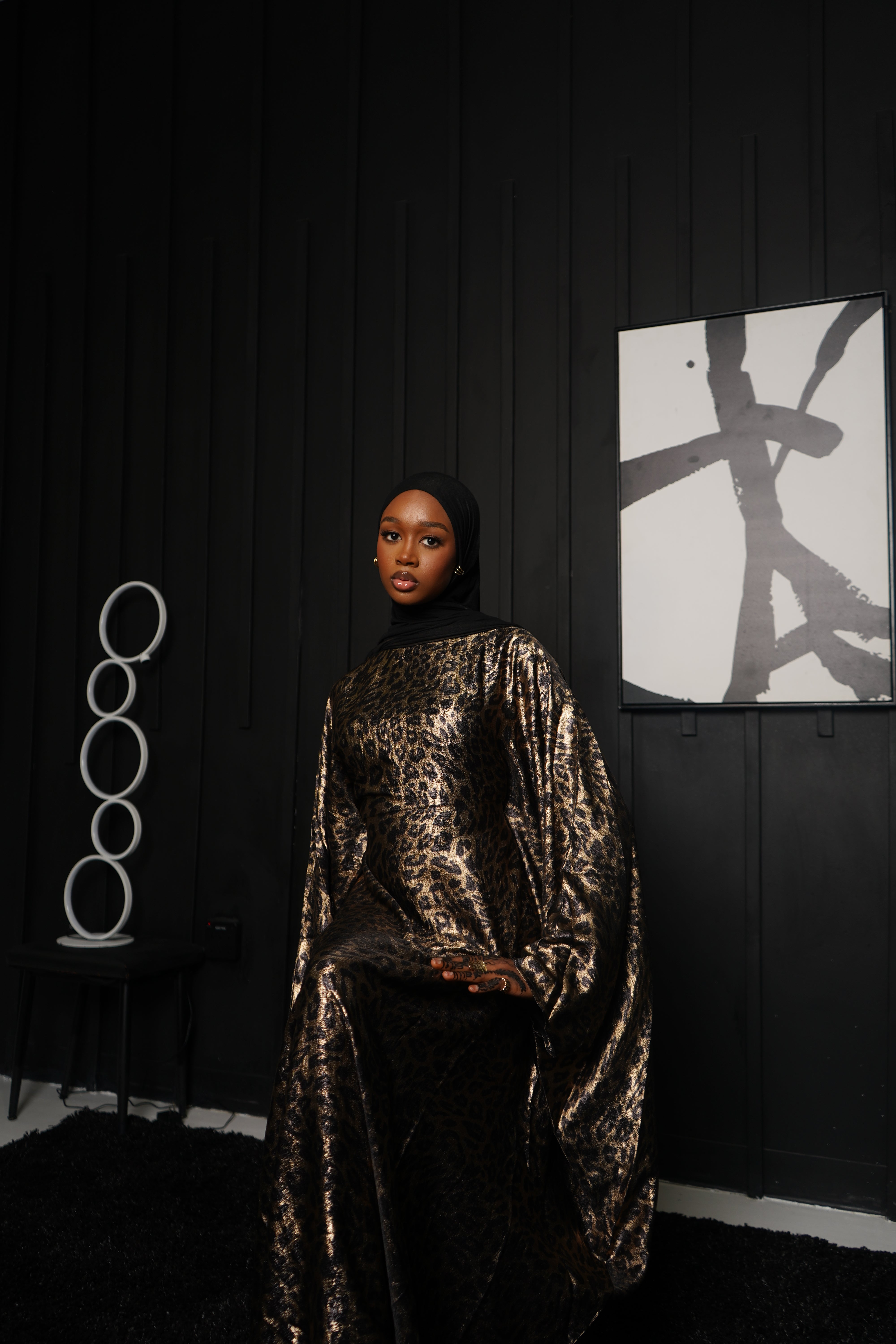 Cheetah print butterfly abaya