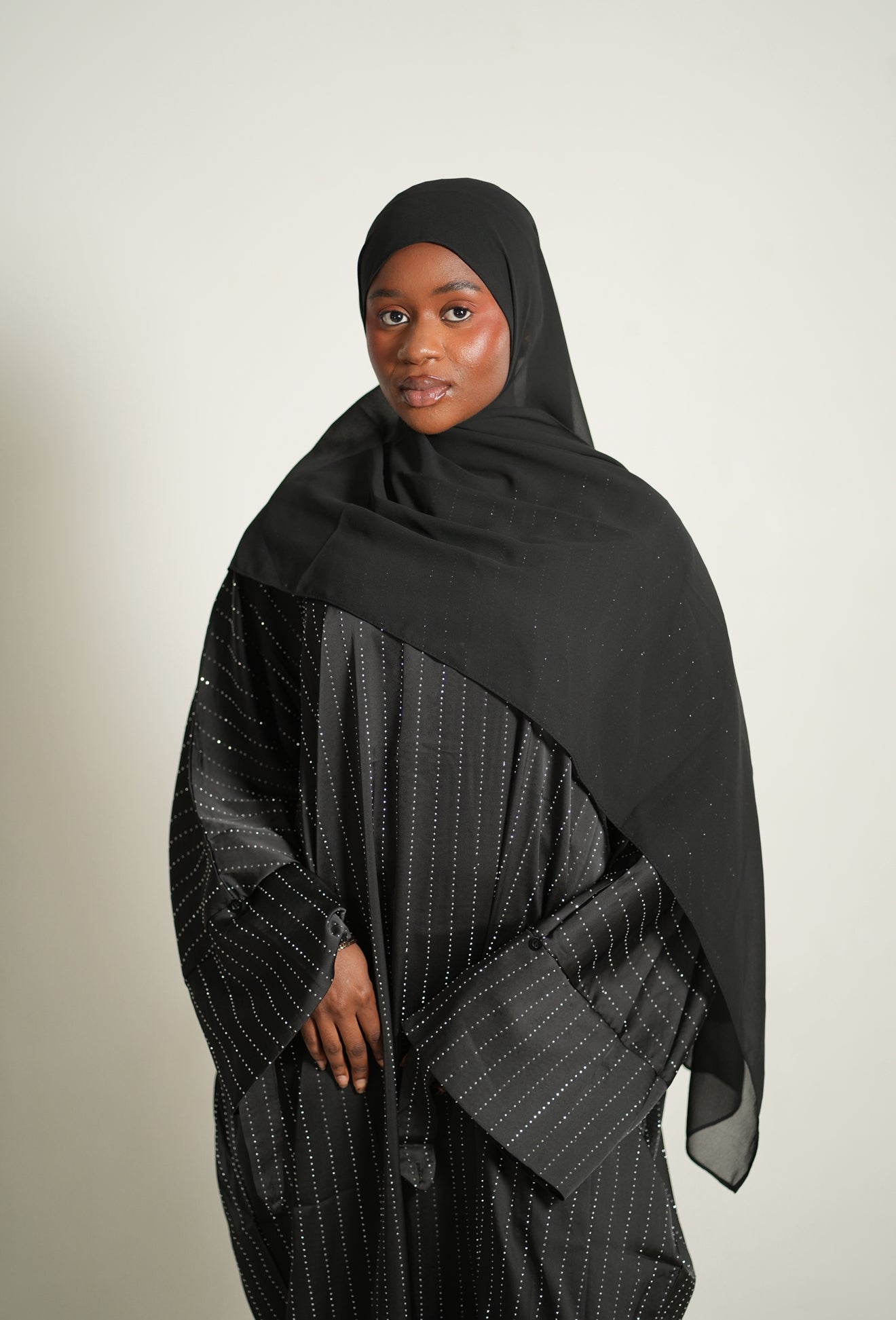 The Sparkle Stripe Abaya Set