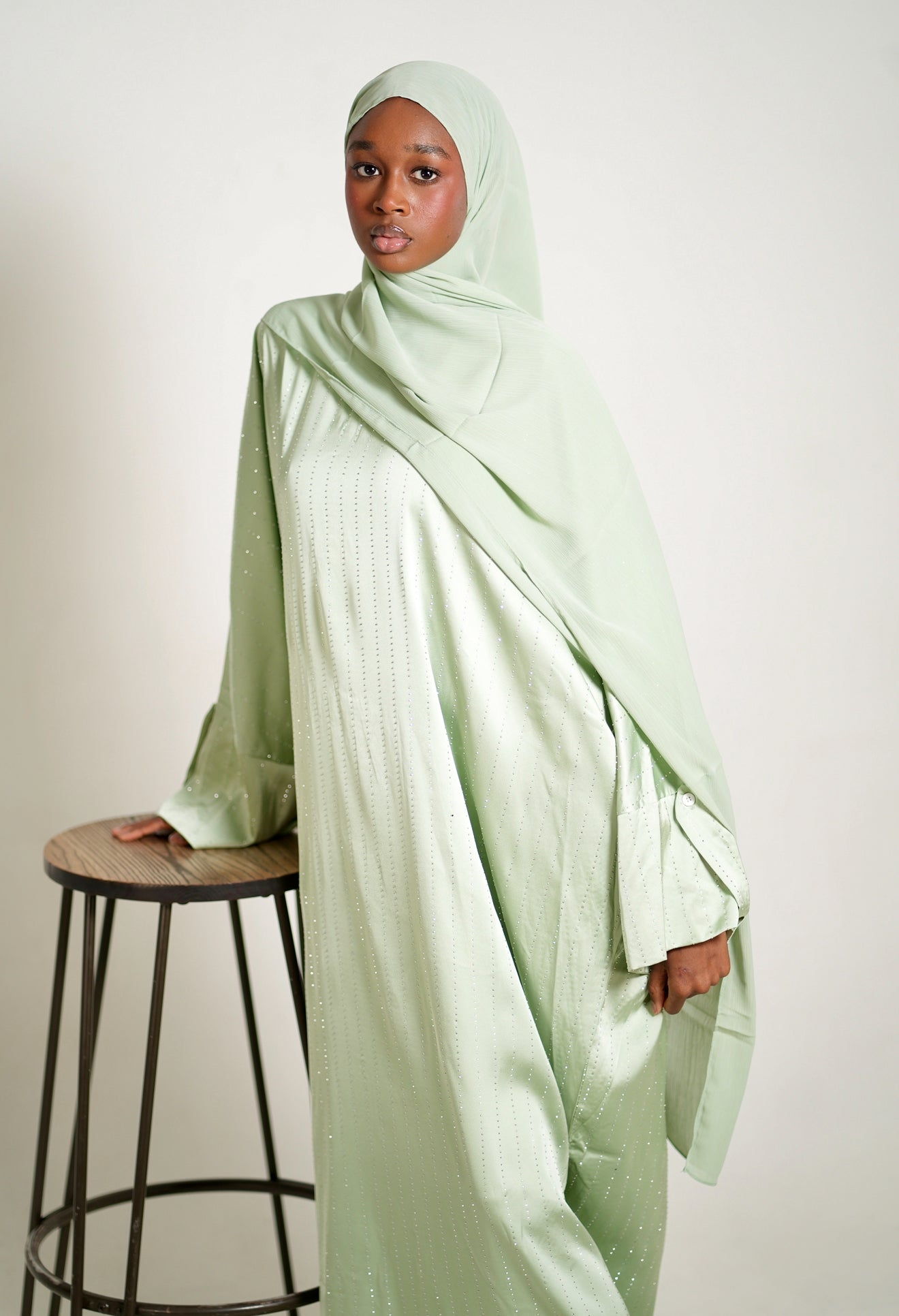 The Sparkle Stripe Abaya Set