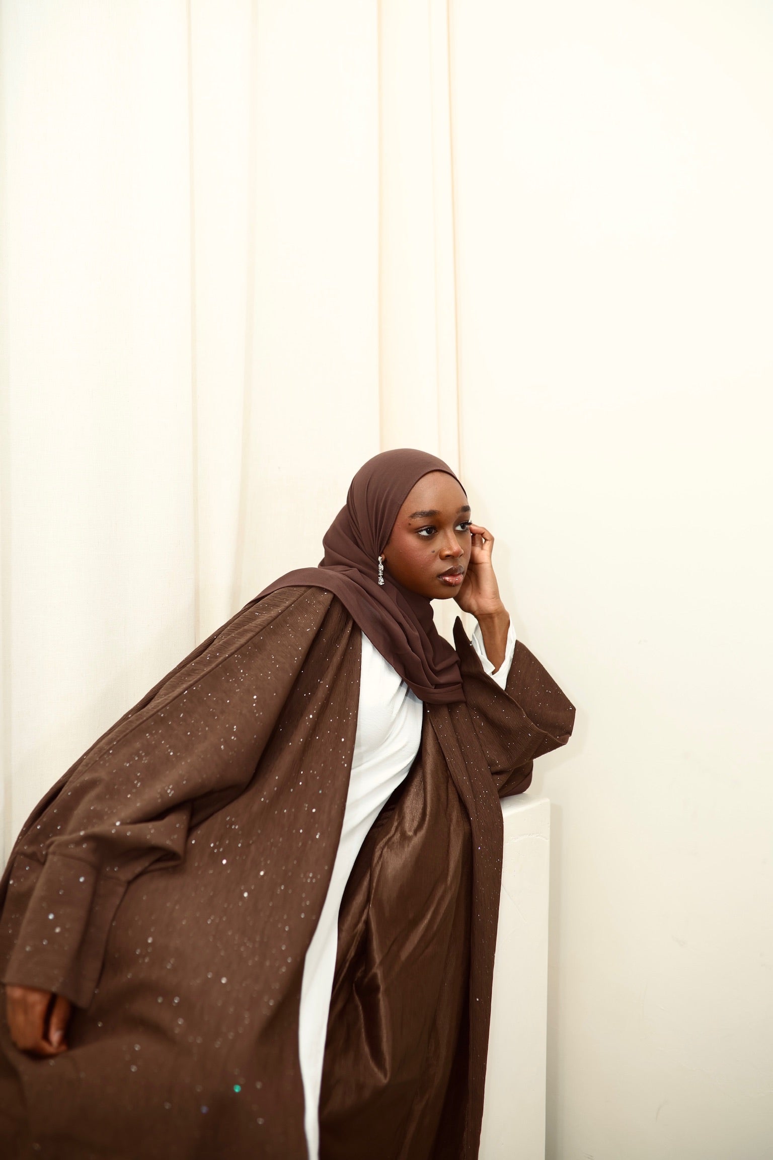 Glittered Crinkle Abaya (with matching hijab)