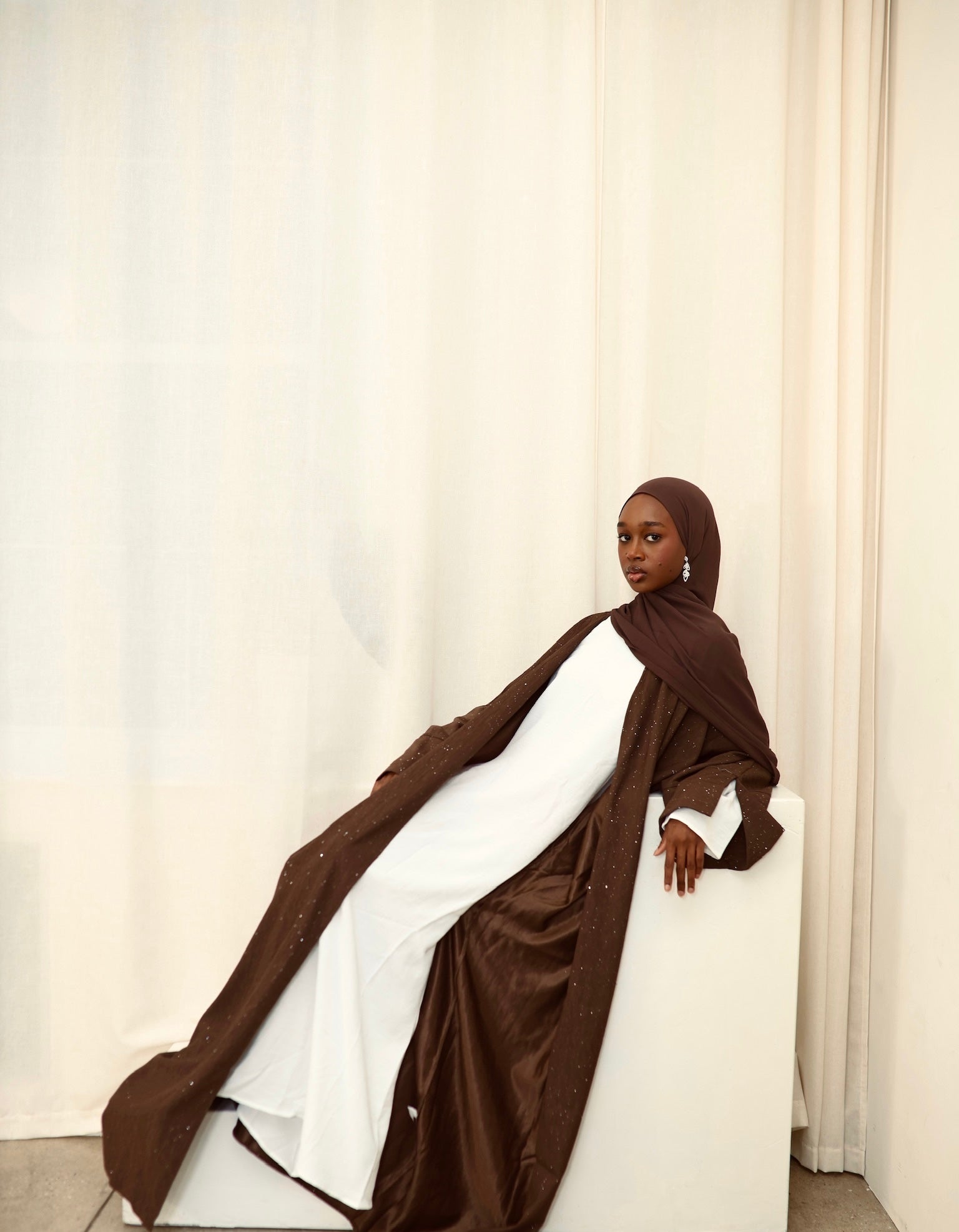 Glittered Crinkle Abaya (with matching hijab)