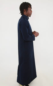 Long Sleeve Amir Collar Thobe (navy blue/black)