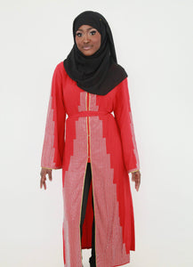 Red rhinestone abaya